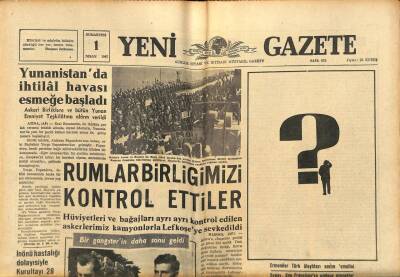 Yeni Gazete Gazetesi 1 Nisan 1967 - Yunanistanda İhtilal Havası Esmeğe Başladı GZ91335 - 1