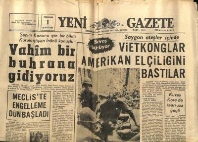 Yeni Gazete Gazetesi 1 Şubat 1968 - Vietkonglar Amerikan Elçiliğini Bastılar GZ74922 - 1