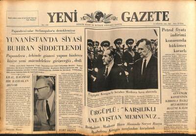 Yeni Gazete Gazetesi 10 Ağustos 1965 - Yunanistan`da Siyasi Buhran Şiddetlendi GZ79875 - 1