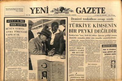 Yeni Gazete Gazetesi 10 Kasım 1965 - Ata`yı 27 Yıl Önce Bugün Kaybettik GZ79902 - 1