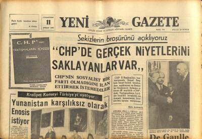 Yeni Gazete Gazetesi 11 Şubat 1967 - Yunanistan Karşılıksız Olarak Enosis İstiyor GZ77031 - 1