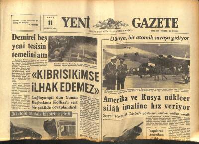 Yeni Gazete Gazetesi 11 Temmuz 1967 - Amerika Ve Rusya Nükleer Silah İmaline Hız Veriyor GZ76914 - 1