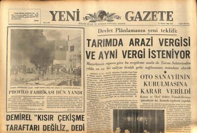 Yeni Gazete Gazetesi 12 Nisan 1966 - Profilo Fabrikası Dün Yandı - Oto Sanayiinin Kurulmasına Karar Verildi GZ91110 - 1