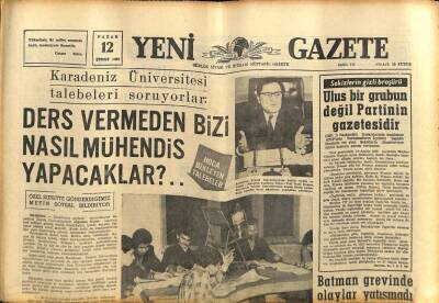 Yeni Gazete Gazetesi 12 Şubat 1967 - Ulus Bir Grubun Değil Partinin Gazetesidir GZ77032 - 1