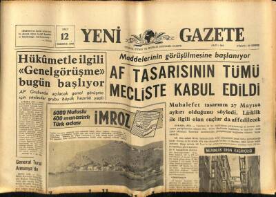 Yeni Gazete Gazetesi 12 Temmuz 1966 - Kok Kömürü Fiyatları 215 Liraya Çıkarılıyor GZ74956 - 1