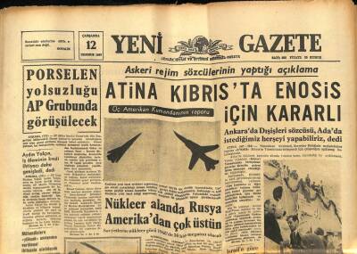 Yeni Gazete Gazetesi 12 Temmuz 1967 - Atina Kıbrısta Enosis İçin Kararlı GZ76915 - 1