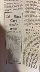 Yeni Gazete Gazetesi 13 Eylül 1966 - Zeki Müren Clayı Misafir Edecek GZ91299 - 2