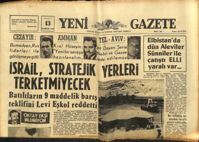 Yeni Gazete Gazetesi 13 Haziran 1967 - Suriye , Nasırcı Subayları Tevkif Etmeğe Başladı GZ77023 - 1