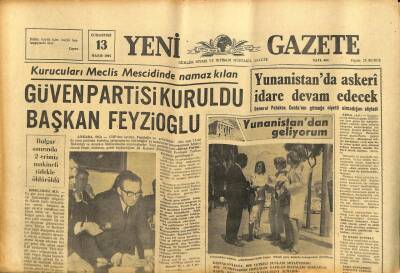 Yeni Gazete Gazetesi 13 Mayıs 1967 - Yunanistanda Askeri İdare Devam Edicek GZ76953 - 1