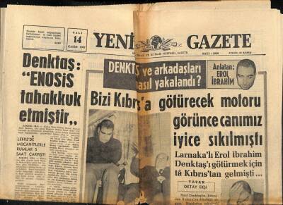 Yeni Gazete Gazetesi 14 Kasım 1967 - Denktaş Enosis Tahakkuk Etmiştir GZ91320 - 1