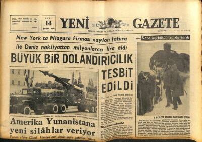 Yeni Gazete Gazetesi 14 Şubat 1967 - Amerika Yunanistana Yeni Silahlar Veriyor GZ77034 - 1