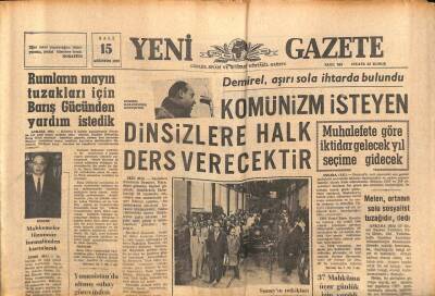 Yeni Gazete Gazetesi 15 Ağustos 1967 - Rumların Mayın Tuzakları İçin Barış Gücünden Yardım İstedik GZ91177 - 1