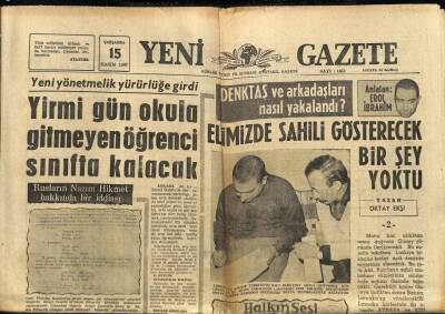 Yeni Gazete Gazetesi 15 Kasım 1967 - Nazım Hikmet , Şiirlerini Yeseninden Almış GZ91319 - 1