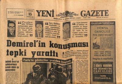 Yeni Gazete Gazetesi 15 Temmuz 1968 - Kosygin , NATO İle Varşova Paktları İlga Edilmeli , dedi GZ79584 - 1
