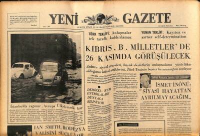 Yeni Gazete Gazetesi 16 Kasım 1965 - İsmet İnönü Siyasi Hayattan Ayrılmayacağım GZ79908 - 1