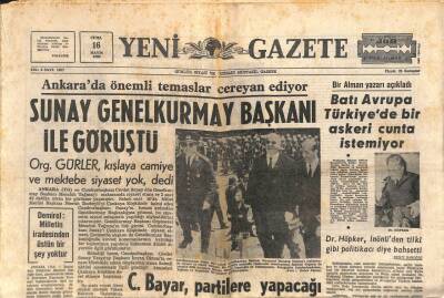 Yeni Gazete Gazetesi 16 Mayıs 1969 - Başkan Nixon Vietnam İçin 8 Maddelik Barış Planı Teklif Etti GZ113879 - 1
