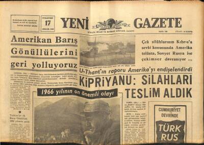 Yeni Gazete Gazetesi 17 Aralık 1966 - Çeklerden Yılda 2,5 Milyon Dolarlık Mal Alıyoruz GZ76970 - 1