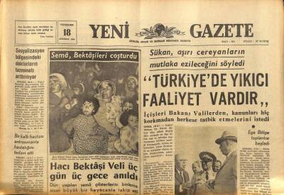 Yeni Gazete Gazetesi 18 Ağustos 1966 - Grevler Amerikada Gazete Sanayiini Ortadan Kaldırıyor GZ91191 - 1