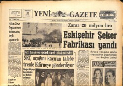Yeni Gazete Gazetesi 18 Eylül 1969 - Eskişehir Şeker Fabrikası Yandı . Zarar 20 Milyon Lira GZ157797 - Gökçekoleksiyon