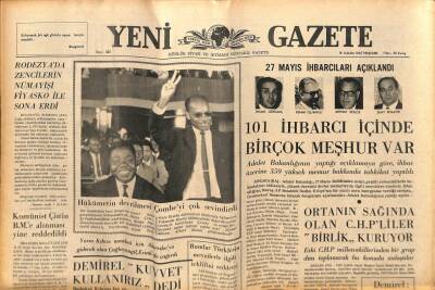 Yeni Gazete Gazetesi 18 Kasım 1965 - 27 Mayıs İhbarcıları Açıklandı GZ79910 - 1