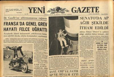 Yeni Gazete Gazetesi 18 Mayıs 1966 - Senatoda AP Ağır Şekilde İtham Edildi GZ91225 - 1