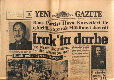 Yeni Gazete Gazetesi 18 Temmuz 1968 - Eski Başkan Abdurrahman Arif Dün İstanbuldan Geçti GZ79580 - 1