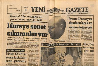 Yeni Gazete Gazetesi 19 Ağustos 1968 - Bayan El Cabir El Sabah İstanbula Hayran GZ91348 - 1
