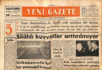 Yeni Gazete Gazetesi 19 Aralık 1952 - İzmir Doktorları Arasında Skandal GZ83075 - 1