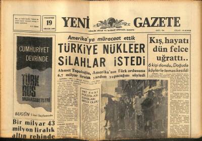 Yeni Gazete Gazetesi 19 Aralık 1966 - Denizcilik Bankası Bu Yıl 40 Milyon Lira Zarar Etti GZ76972 - 1