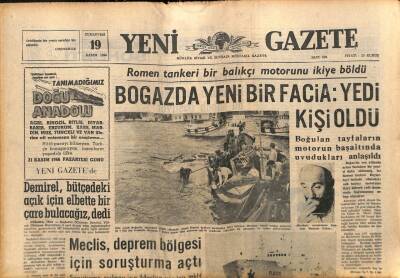 Yeni Gazete Gazetesi 19 Kasım 1966 - İtalyada Sel Venedik Çökme Tehlikesi Altında GZ90040 - 1