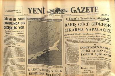Yeni Gazete Gazetesi 19 Şubat 1966 - Karsta 30 Bin Yıllık Resimler Bulundu GZ77162 - 1