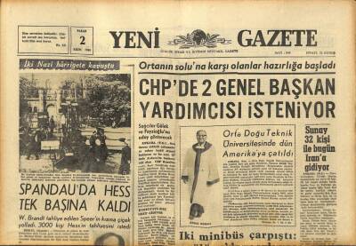 Yeni Gazete Gazetesi 2 Ekim 1966 - Afgan Başvezirinin Sağlık Durumu Dün Ciddi Bir Durum Aldı GZ91416 - 1