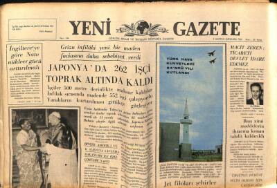 Yeni Gazete Gazetesi 2 Haziran 1965 - Japonya`da 262 İşçi Toprak Altında Kaldı GZ79888 - 1