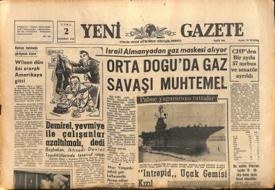 Yeni Gazete Gazetesi 2 Haziran 1967 - Orta Doğuda Gaz Savaşı Muhtemel - Seyfi Tatar Bu Gece Şampiyonluk Yolunda GZ113560 - 1