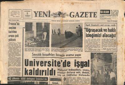Yeni Gazete Gazetesi 2 Haziran 1969 - Timur Yüzünden İstanbulun Fethi Yarım Yüzyıl Gecikti GZ113099 - 1