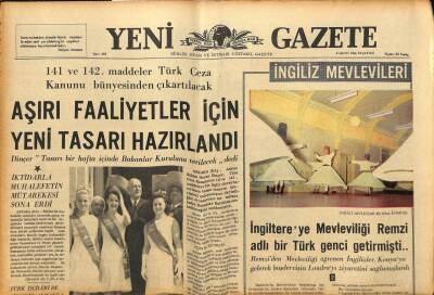 Yeni Gazete Gazetesi 2 Mayıs 1966 - İngiltereye Mevleviliği Remzi Adlı Bir Türk Genci Getirmişti... GZ91397 - 1