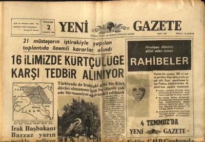 Yeni Gazete Gazetesi 2 Temmuz 1966 - Kömür Fiyatı Bazı İllerde Arttırılacak GZ77103 - 1