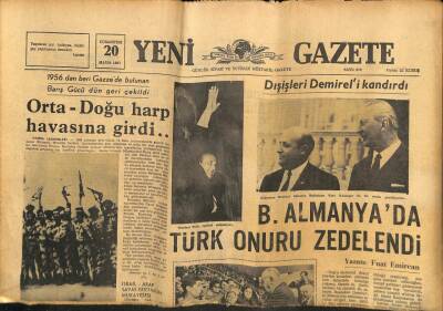 Yeni Gazete Gazetesi 20 Mayıs 1967 - B.Almanyada Türk Onuru Zedelendi GZ76957 - 1