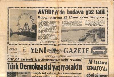 Yeni Gazete Gazetesi 20 Mayıs 1969 - Anıtkabirde Komutanlar İnönüye Sırt Çevirdiler - Avrupada Bedava Yaz Tatili GZ113881 - 1