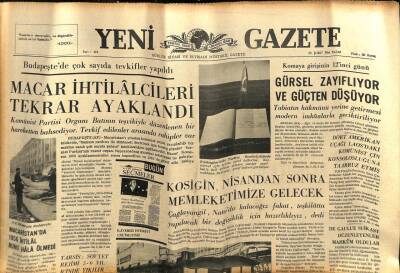 Yeni Gazete Gazetesi 20 Şubat 1966 - Macar İhtilalcileri Tekrar Ayaklandı GZ77163 - 1