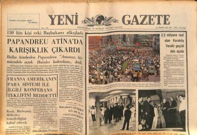 Yeni Gazete Gazetesi 20 Temmuz 1965 - Papandreu Atina`da Karışıklık Çıkardı GZ79832 - 1