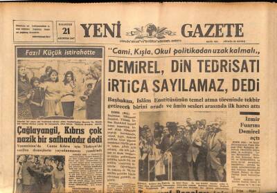 Yeni Gazete Gazetesi 21 Ağustos 1967 - Çağlayangil , Kıbrıs Çok Nazik Bir Safhadadır Dedi GZ91136 - 1