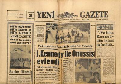 Yeni Gazete Gazetesi 21 Ekim 1968 - John Kennedy İle Onassis Evlendi GZ91221 - 1