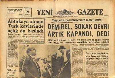 Yeni Gazete Gazetesi 21 Eylül 1966 - Demirel Sokak Devri Artık Kapandı dedi GZ91307 - 1