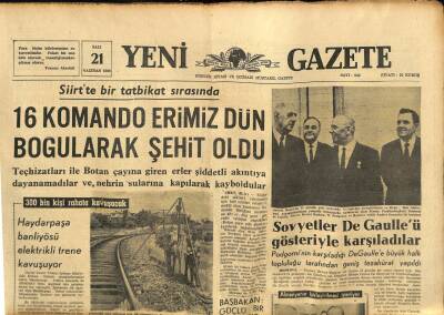 Yeni Gazete Gazetesi 21 Haziran 1966 - 16 Komando Erimiz Dün Boğularak Şehit Oldu GZ77143 - 1