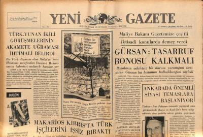 Yeni Gazete Gazetesi 21 Temmuz 1965 - Makarios Kıbrıs`ta Türk İşçilerini İşsiz Bıraktı GZ79833 - 1