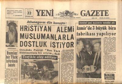 Yeni Gazete Gazetesi 22 Ağustos 1967 - Hristiyan Alemi Müslümanlarla Dostluk İstiyor GZ91137 - 1