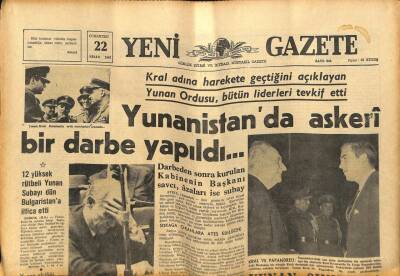 Yeni Gazete Gazetesi 22 Nisan 1967 - Yunanistanda Askeri Bir Darbe Yapıldı GZ76932 - 1