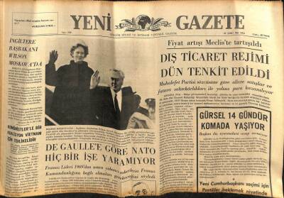 Yeni Gazete Gazetesi 22 Şubat 1966 - De Gaullee Göre NATO Hiç Bir İşe Yaramıyor GZ77165 - 1