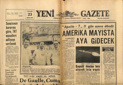 Yeni Gazete Gazetesi 23 Ekim 1968 - De Gaulle Pulu 25 Ekimde Çıkıyor GZ91220 - 1